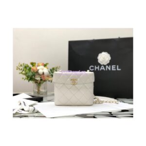 Replica Chanel Lambskin Small Box Bag AS2877 White