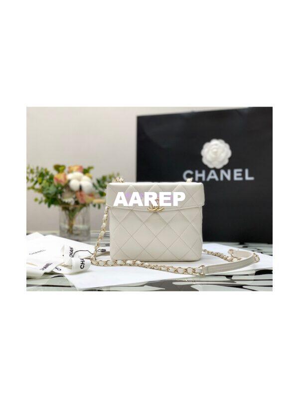 Replica Chanel Lambskin Small Box Bag AS2877 White 4