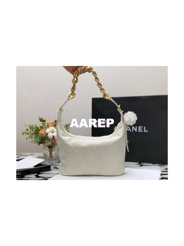 Replica Chanel Calfskin Hobo Bag AS2910 White 9