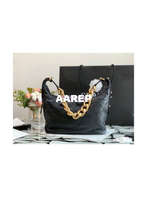 Replica Chanel Calfskin Hobo Bag AS2910 Black 3