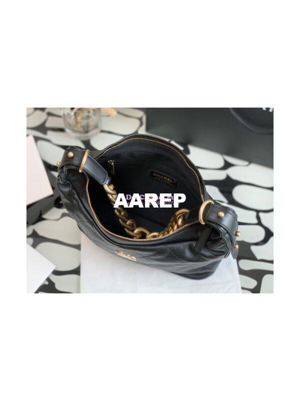 Replica Chanel Calfskin Hobo Bag AS2910 Black 8