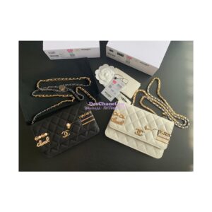 Replica Chanel 22K Symbolic Wallet On Chain WOC Lambskin AP2508 Black