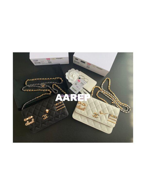 Replica Chanel 22K Symbolic Wallet On Chain WOC Lambskin AP2508 Black 3
