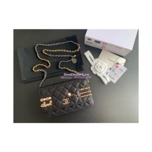 Replica Chanel 22K Symbolic Wallet On Chain WOC Lambskin AP2508 Black 2