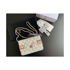 Replica Chanel 22K Symbolic Wallet On Chain WOC Lambskin AP2508 White