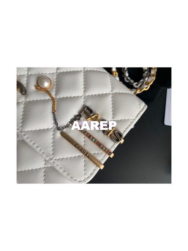Replica Chanel 22K Symbolic Wallet On Chain WOC Lambskin AP2508 White 5