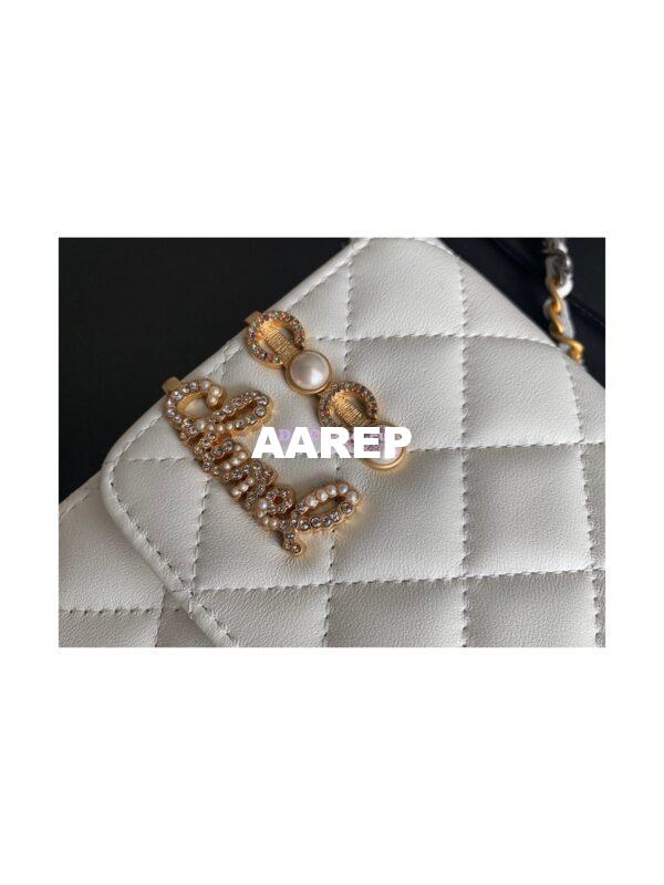 Replica Chanel 22K Symbolic Wallet On Chain WOC Lambskin AP2508 White 6