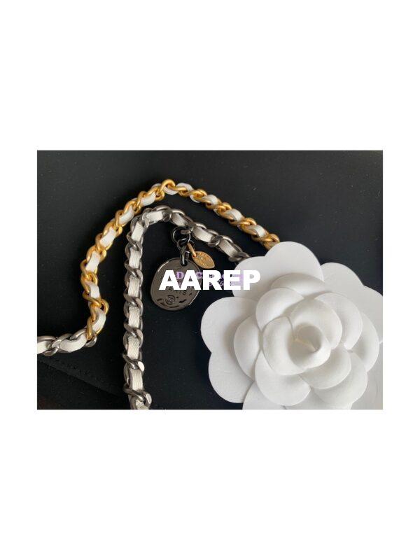 Replica Chanel 22K Symbolic Wallet On Chain WOC Lambskin AP2508 White 7