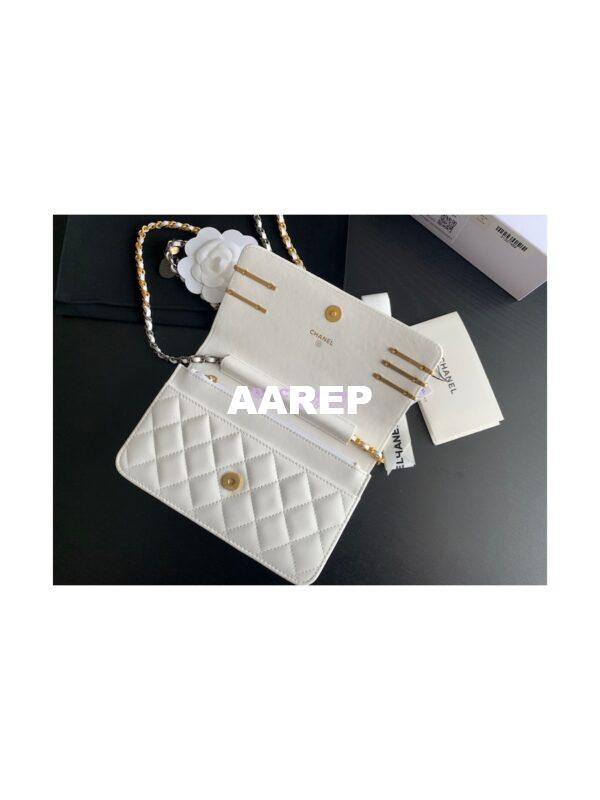 Replica Chanel 22K Symbolic Wallet On Chain WOC Lambskin AP2508 White 8