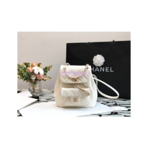 Replica Chanel 22K Mini Duma Backpack in Aged Calfskin AS2908 White