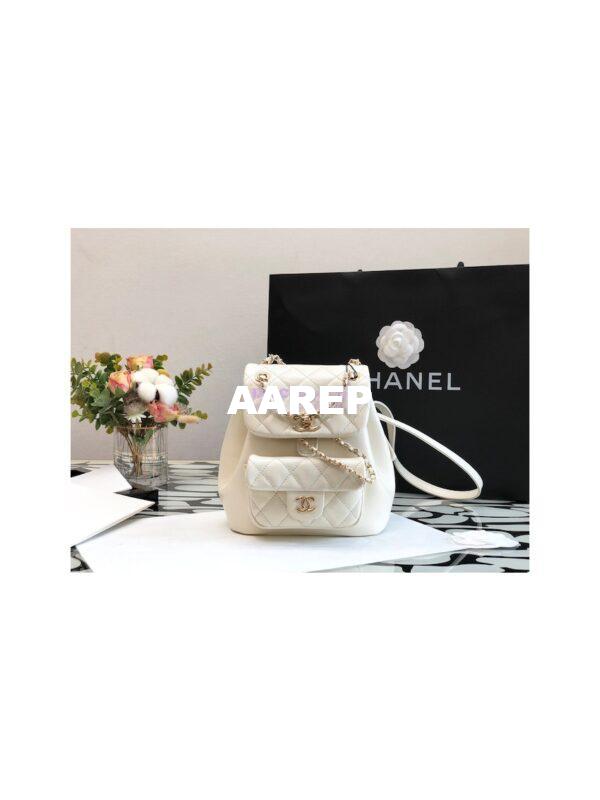 Replica Chanel 22K Mini Duma Backpack in Aged Calfskin AS2908 White