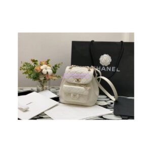 Replica Chanel 22K Mini Duma Backpack in Aged Calfskin AS2908 White 2