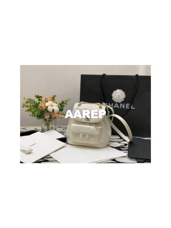 Replica Chanel 22K Mini Duma Backpack in Aged Calfskin AS2908 White 2