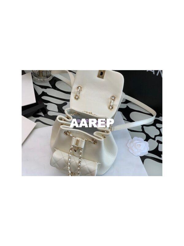 Replica Chanel 22K Mini Duma Backpack in Aged Calfskin AS2908 White 8