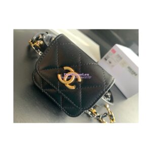 Replica Chanel Airpod Case in Black Goatskin AP2553 2