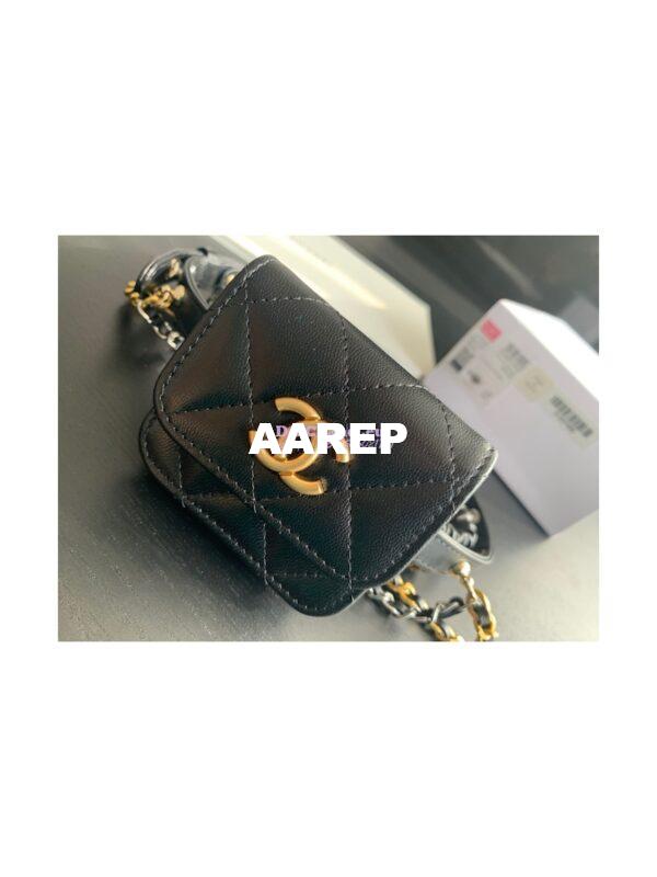 Replica Chanel Airpod Case in Black Goatskin AP2553 4