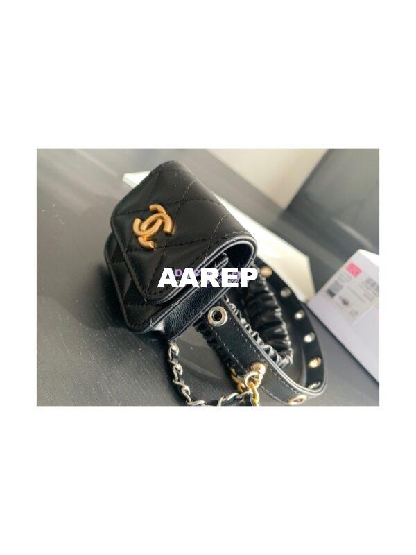 Replica Chanel Airpod Case in Black Goatskin AP2553 5