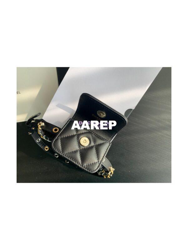 Replica Chanel Airpod Case in Black Goatskin AP2553 8