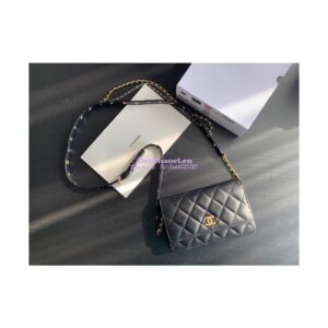 Replica Chanel Wallet On Chain WOC in Black Goatskin AP2548