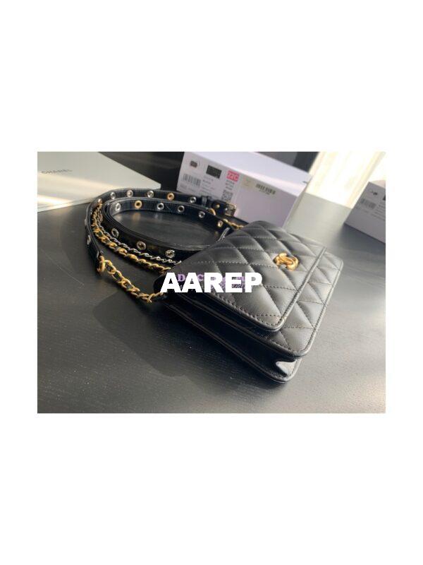 Replica Chanel Wallet On Chain WOC in Black Goatskin AP2548 5