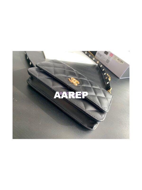 Replica Chanel Wallet On Chain WOC in Black Goatskin AP2548 7