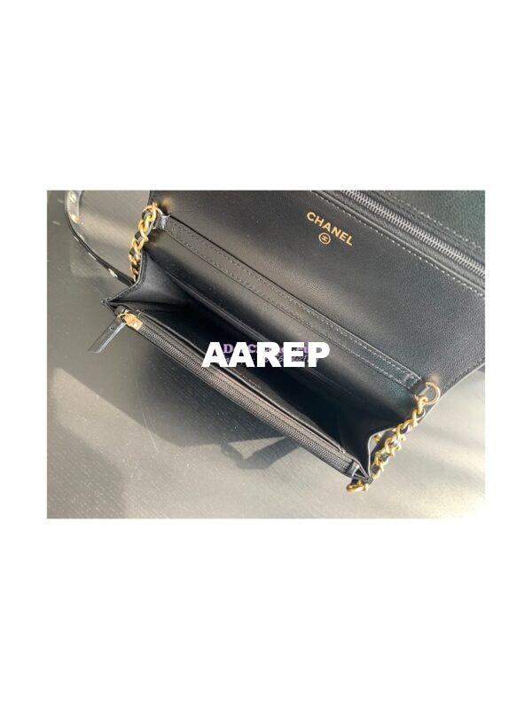 Replica Chanel Wallet On Chain WOC in Black Goatskin AP2548 10