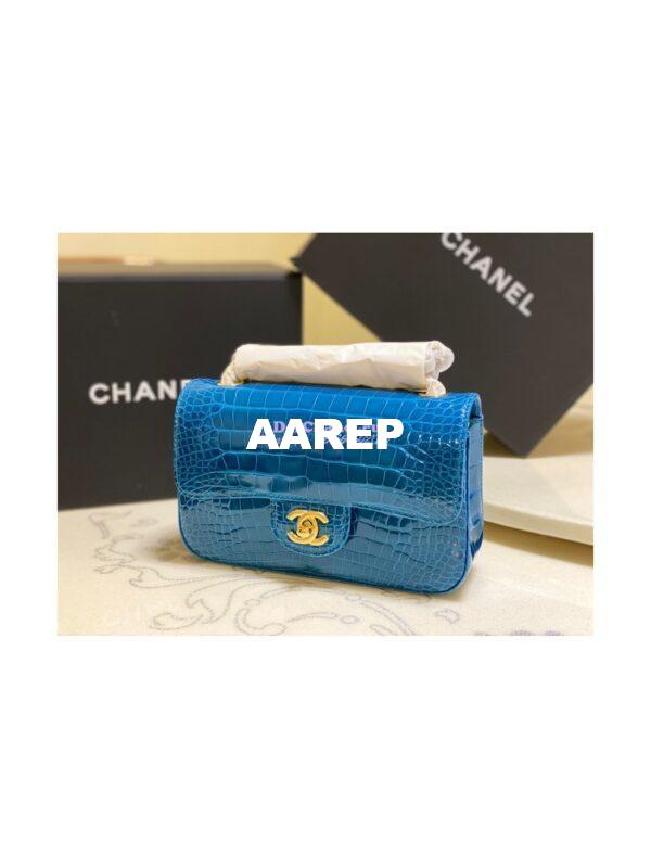 Replica Chanel Alligator Leather Small 20cm Classic Flap CF Bag 07 5