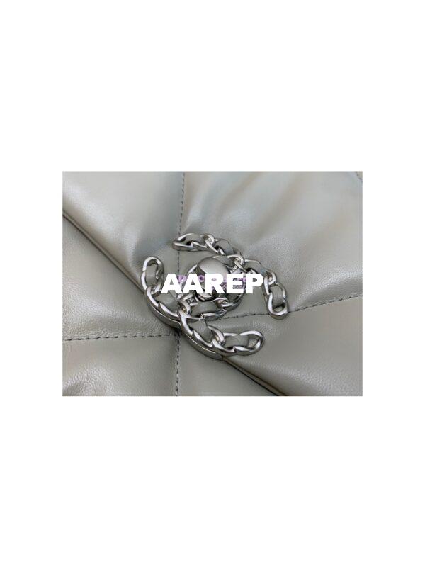 Replica Chanel 19 Large Flap Bag AS1161 Lambskin Grey Silver 6
