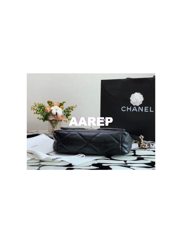 Replica Chanel 19 Large Flap Bag AS1161 Lambskin Black Silver 8