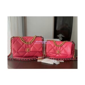 Replica Chanel 19 Large Flap Bag AS1161 Lambskin Rosy