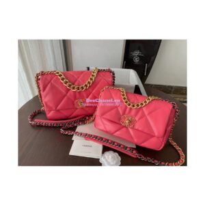 Replica Chanel 19 Large Flap Bag AS1161 Lambskin Rosy 2