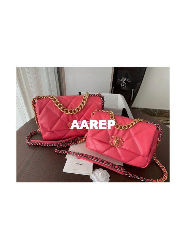 Replica Chanel 19 Large Flap Bag AS1161 Lambskin Rosy 2