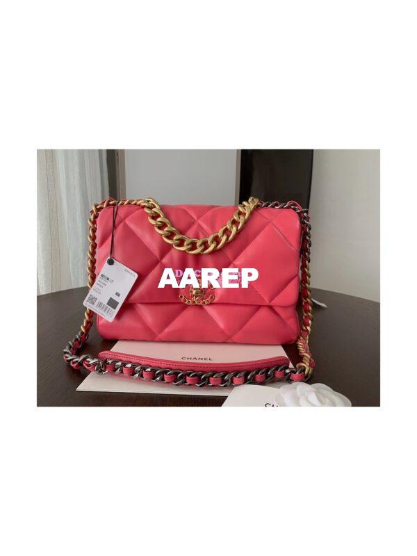 Replica Chanel 19 Large Flap Bag AS1161 Lambskin Rosy 3
