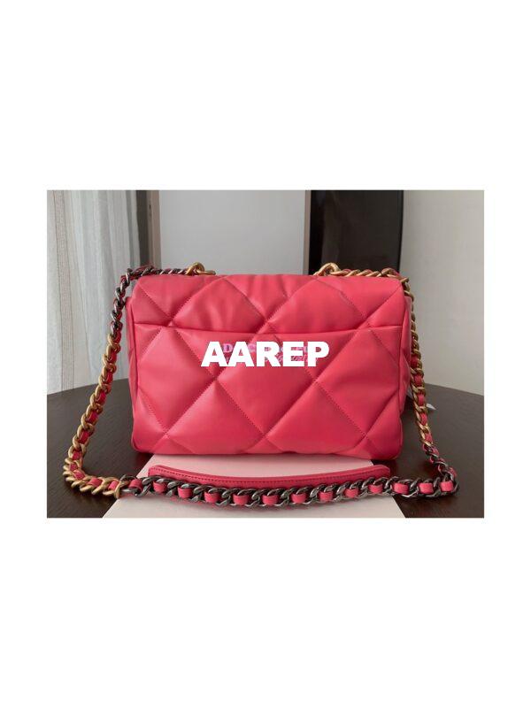 Replica Chanel 19 Large Flap Bag AS1161 Lambskin Rosy 7