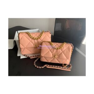 Replica Chanel 19 Large Flap Bag AS1161 Lambskin Light Orange 2