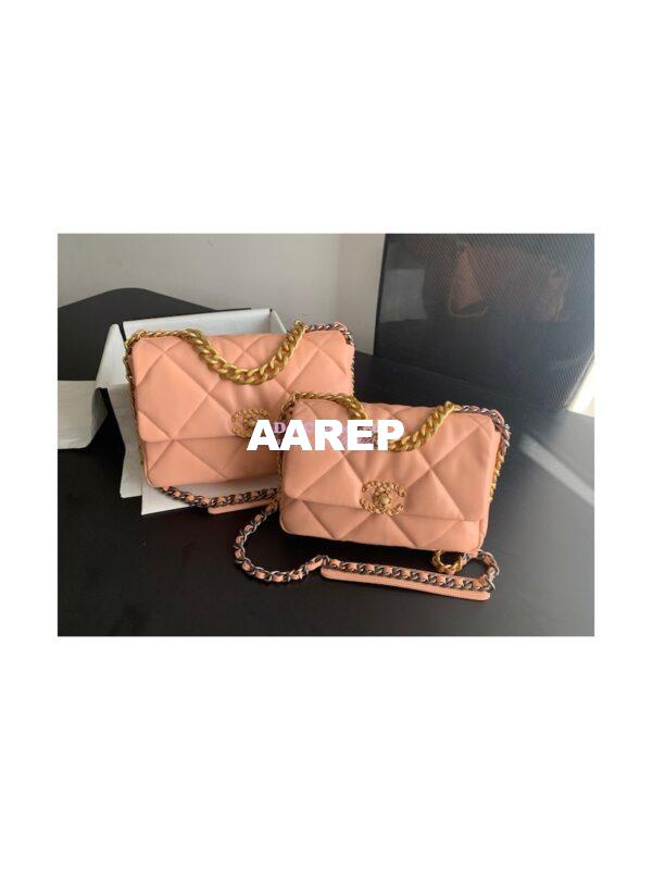 Replica Chanel 19 Large Flap Bag AS1161 Lambskin Light Orange 2