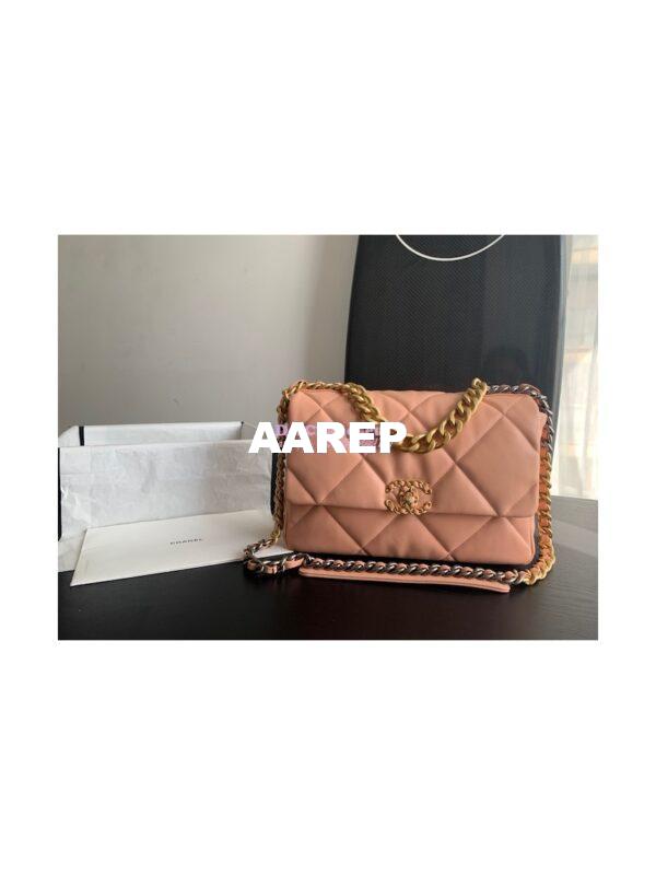 Replica Chanel 19 Large Flap Bag AS1161 Lambskin Light Orange 3
