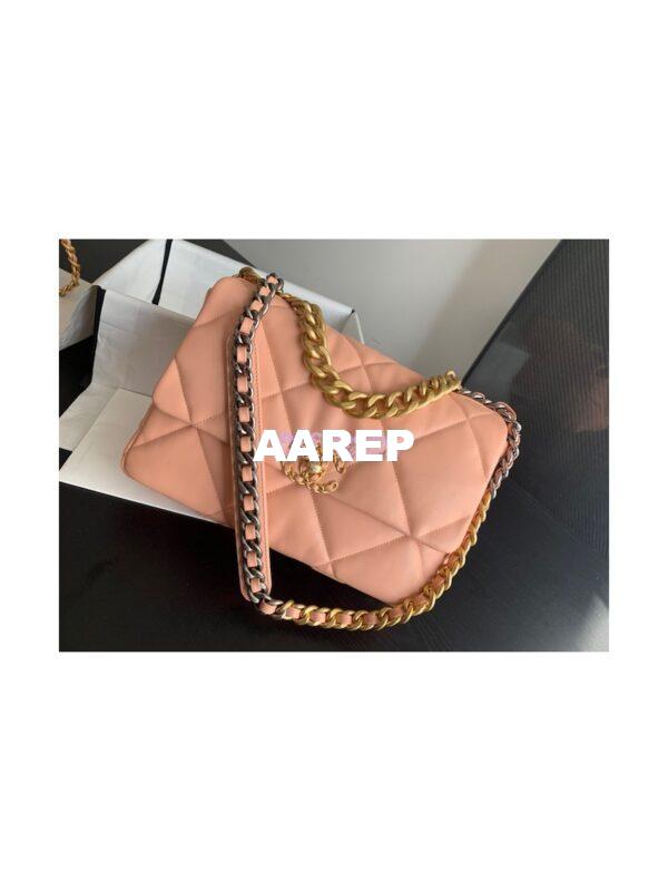 Replica Chanel 19 Large Flap Bag AS1161 Lambskin Light Orange 4
