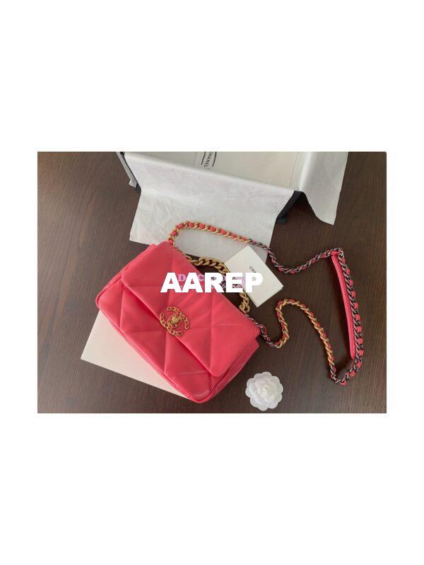 Replica Chanel 19 Small Flap Bag AS1160 Lambskin Rosy 2