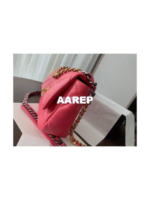 Replica Chanel 19 Small Flap Bag AS1160 Lambskin Rosy 3