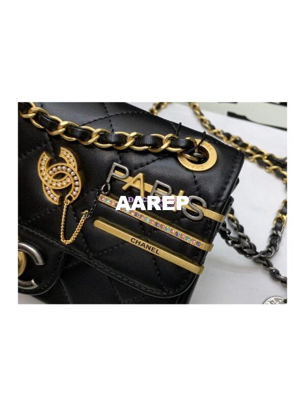 Replica Chanel 22K Symbolic Mini Flap Bag Lambskin AS2978 Black 6