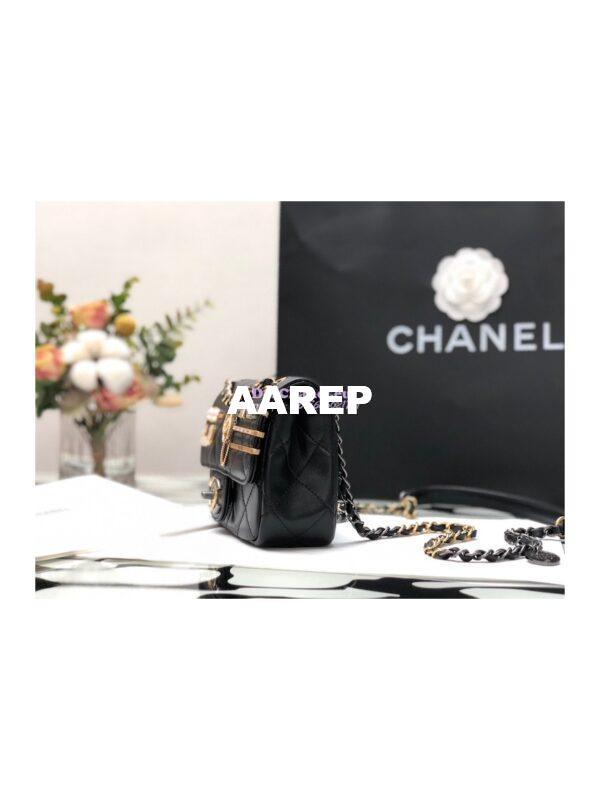 Replica Chanel 22K Symbolic Mini Flap Bag Lambskin AS2978 Black 9