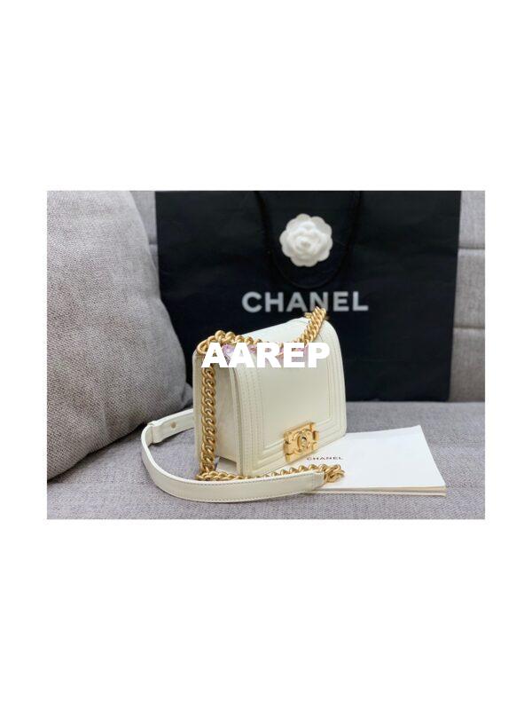 Replica Chanel Classic Retro Mini Boy Bag in Shiny Calfskin AS3018 White 6