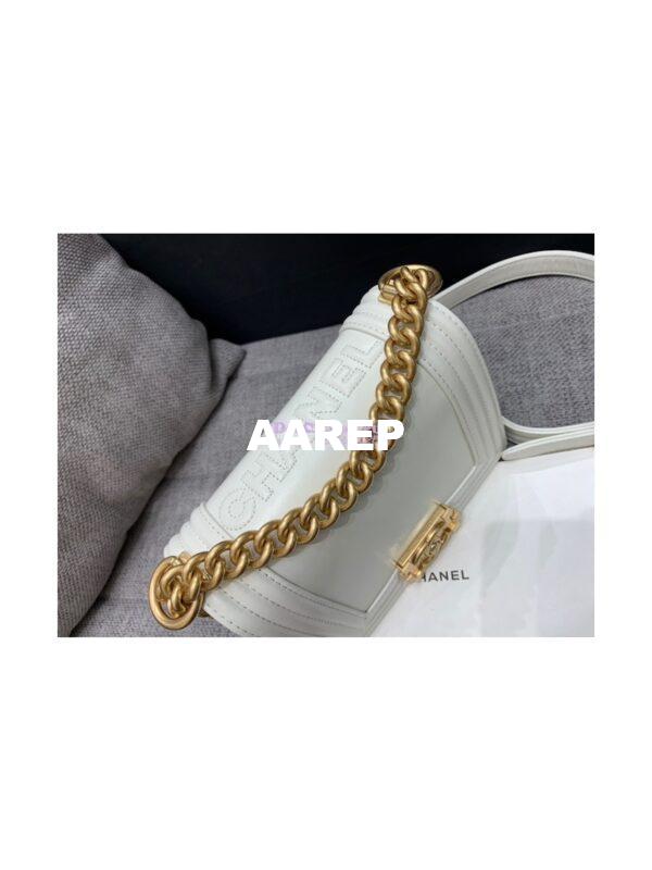 Replica Chanel Classic Retro Mini Boy Bag in Shiny Calfskin AS3018 White 7