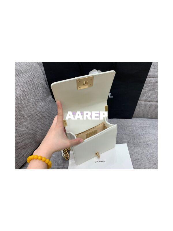 Replica Chanel Classic Retro Mini Boy Bag in Shiny Calfskin AS3018 White 8