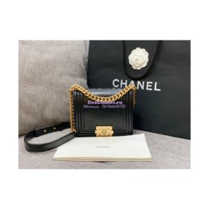 Replica Chanel Classic Retro Mini Boy Bag in Shiny Calfskin AS3018 Black 2