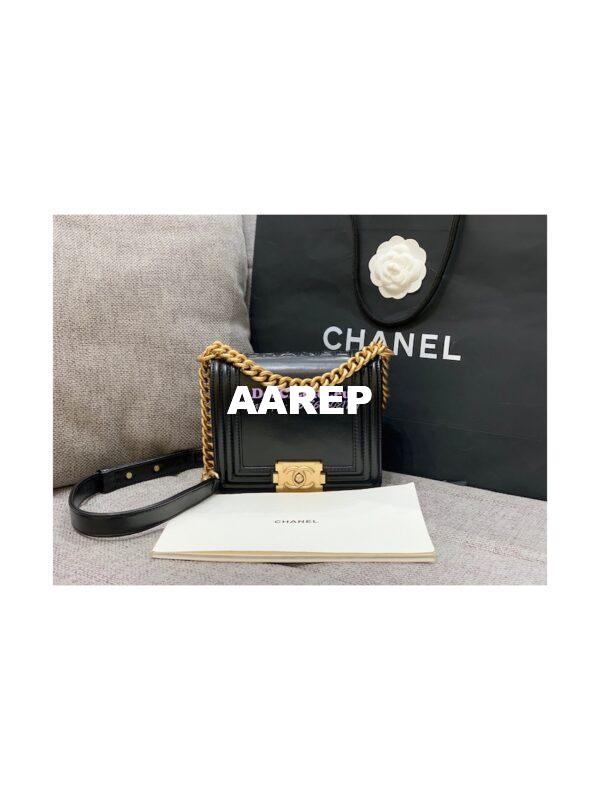 Replica Chanel Classic Retro Mini Boy Bag in Shiny Calfskin AS3018 Black 4