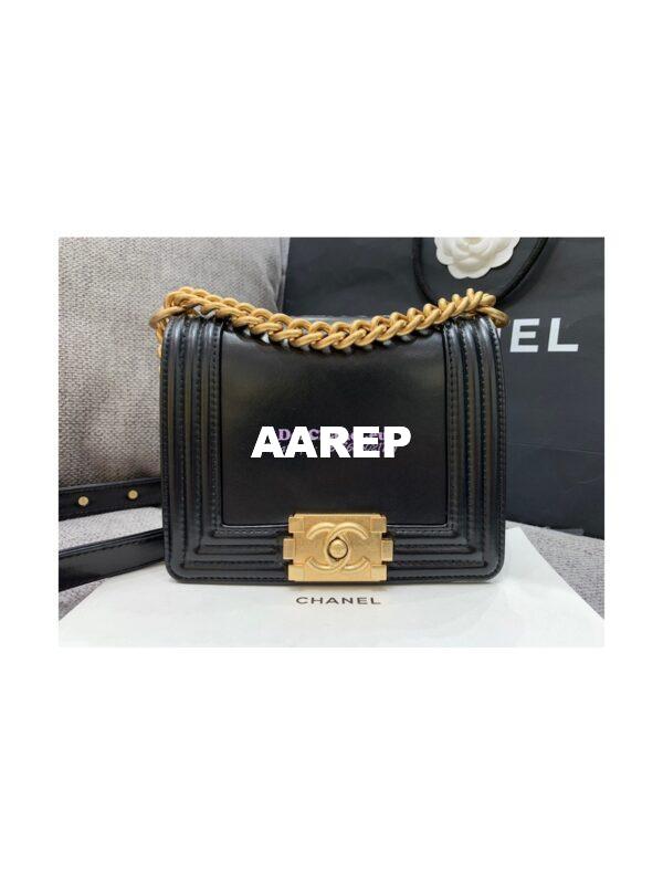 Replica Chanel Classic Retro Mini Boy Bag in Shiny Calfskin AS3018 Black 5