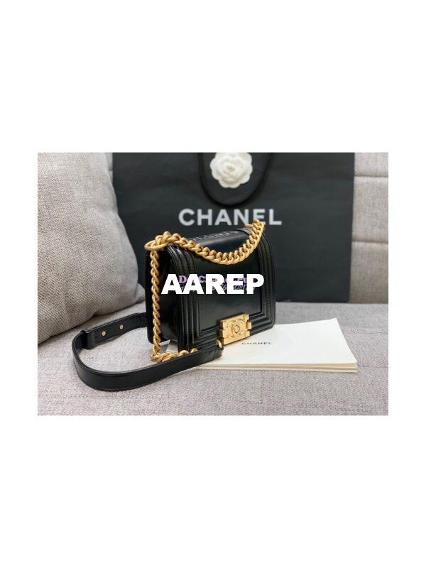 Replica Chanel Classic Retro Mini Boy Bag in Shiny Calfskin AS3018 Black 6