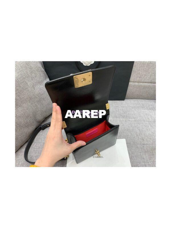 Replica Chanel Classic Retro Mini Boy Bag in Shiny Calfskin AS3018 Black 10